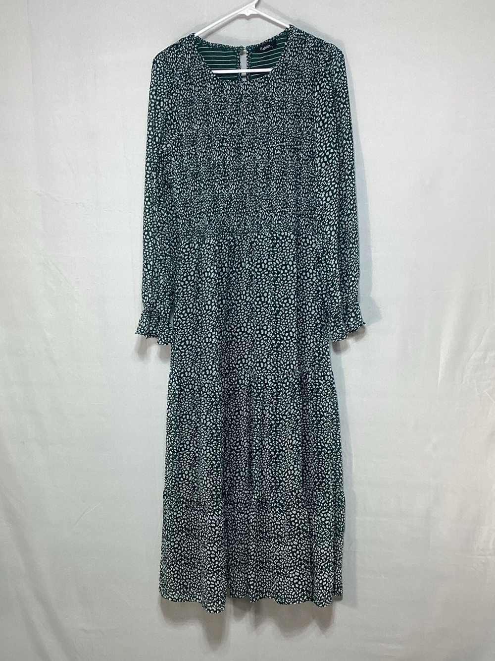Fashion Large Dark Green Printed Maxi Dress